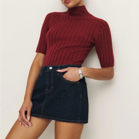 SOLD Reformation Hazel Low Rise Denim Mini Skirt - Picture 1 of 5